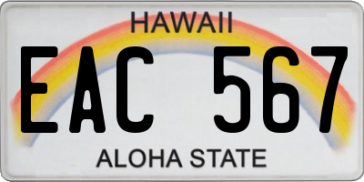 HI license plate EAC567