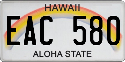 HI license plate EAC580