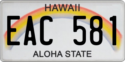 HI license plate EAC581