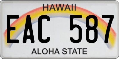 HI license plate EAC587