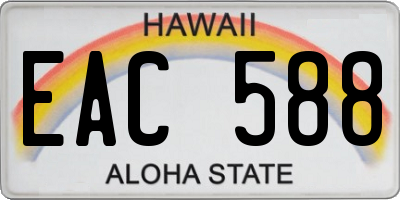 HI license plate EAC588