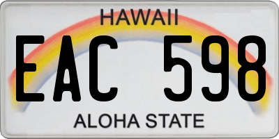 HI license plate EAC598