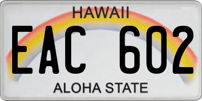 HI license plate EAC602