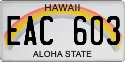 HI license plate EAC603