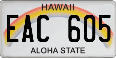 HI license plate EAC605