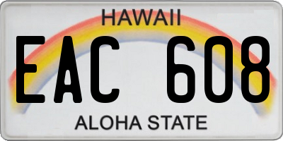 HI license plate EAC608