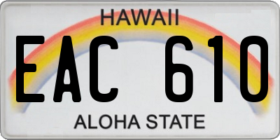 HI license plate EAC610