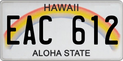 HI license plate EAC612