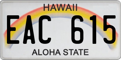 HI license plate EAC615