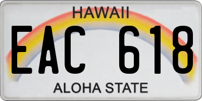 HI license plate EAC618