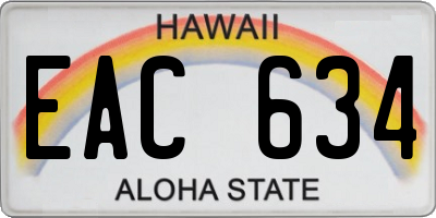 HI license plate EAC634