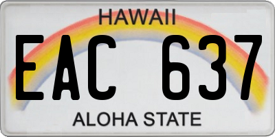 HI license plate EAC637