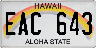 HI license plate EAC643