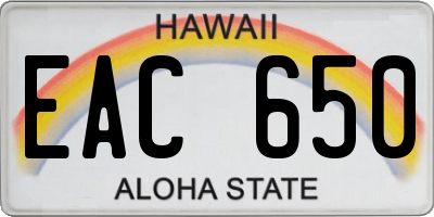 HI license plate EAC650