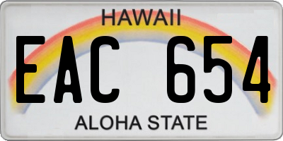 HI license plate EAC654