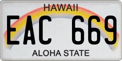 HI license plate EAC669