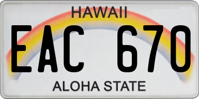 HI license plate EAC670