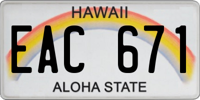 HI license plate EAC671