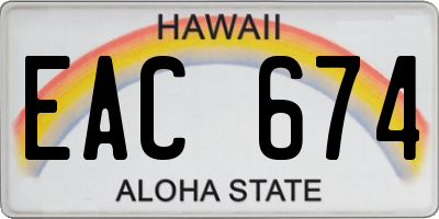 HI license plate EAC674