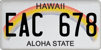 HI license plate EAC678