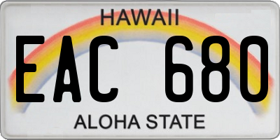 HI license plate EAC680