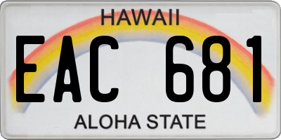 HI license plate EAC681