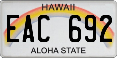 HI license plate EAC692