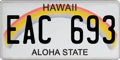HI license plate EAC693