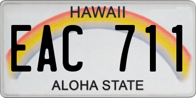 HI license plate EAC711