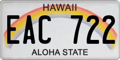 HI license plate EAC722