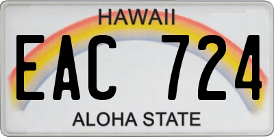 HI license plate EAC724
