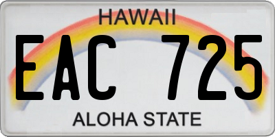 HI license plate EAC725