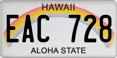 HI license plate EAC728