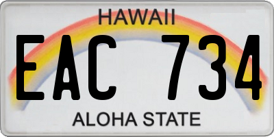 HI license plate EAC734