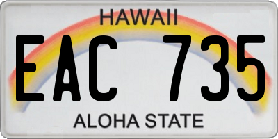 HI license plate EAC735