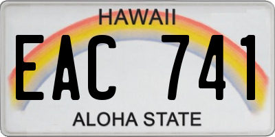 HI license plate EAC741