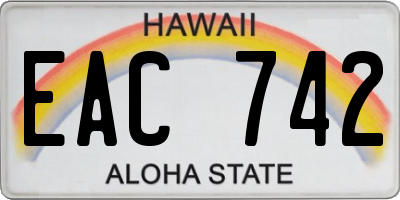 HI license plate EAC742