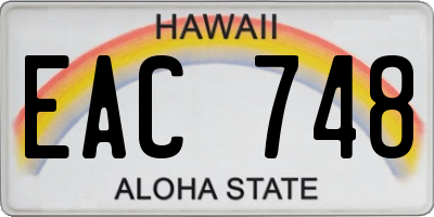 HI license plate EAC748