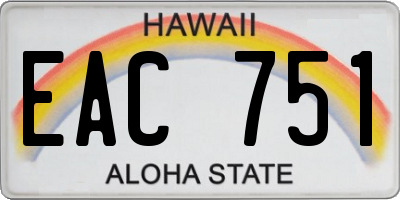 HI license plate EAC751