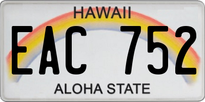 HI license plate EAC752