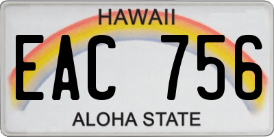 HI license plate EAC756