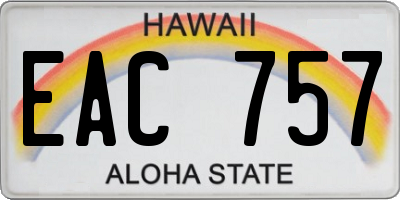 HI license plate EAC757