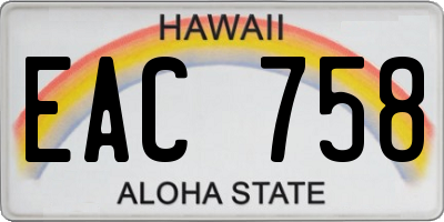 HI license plate EAC758