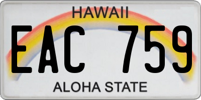 HI license plate EAC759