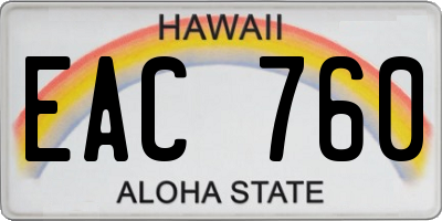 HI license plate EAC760