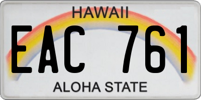 HI license plate EAC761