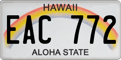 HI license plate EAC772