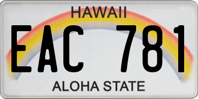 HI license plate EAC781