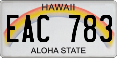 HI license plate EAC783