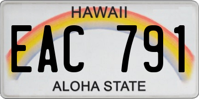 HI license plate EAC791